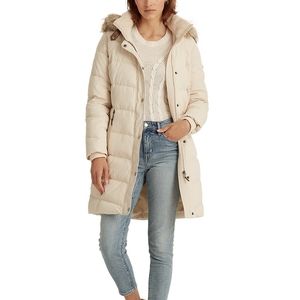 Women's Faux-Fur-Trim Hooded Down Puffer Coat